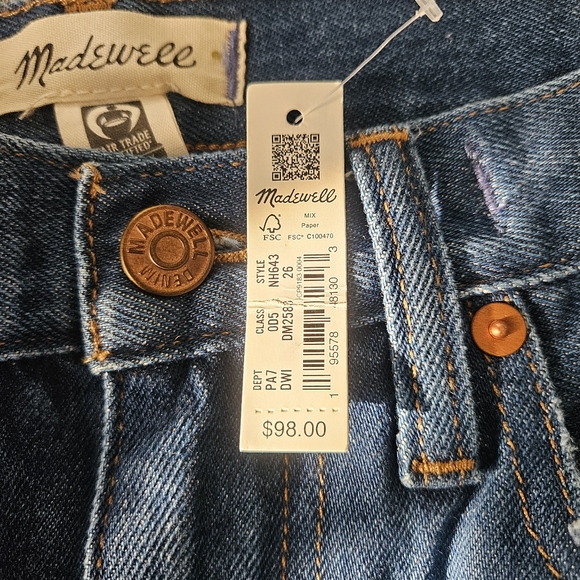 MADEWELL Baggy Straight Hi Rise Jeans Size 26 New With Tags Medium Wash - Picture 8 of 8